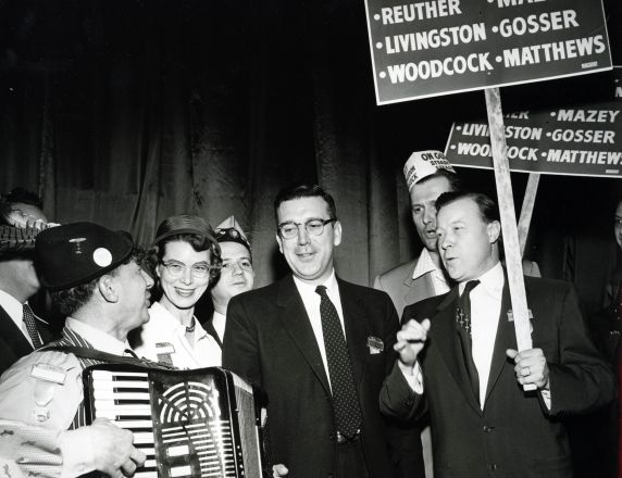 (826) Reuther, Woodcock, Conventions, Cleveland, Ohio, 1955 (826) Reuther, Woodcock, Conventions, Cleveland, Ohio, 1955